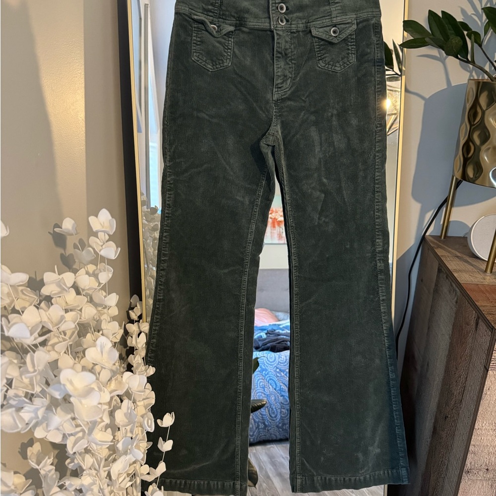 Anthro Pilcro Green Corduroy Jeans